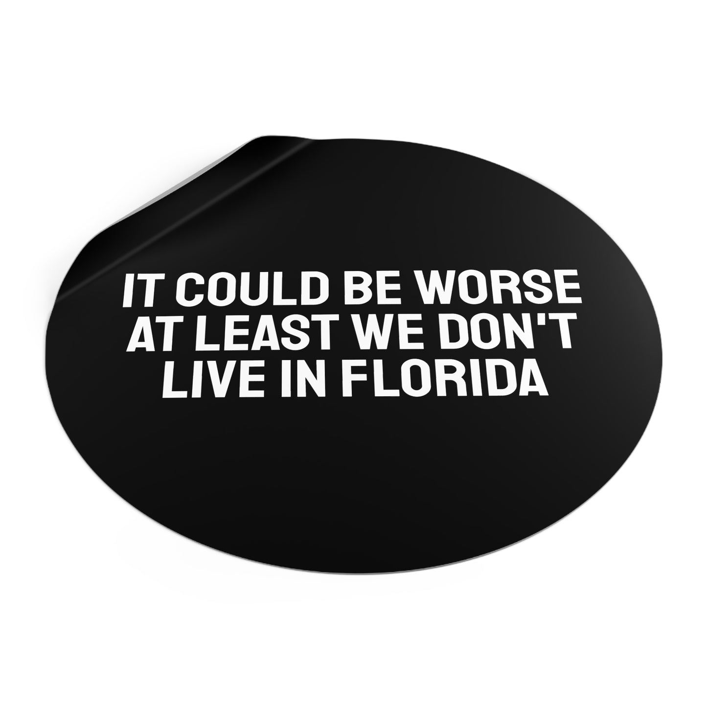 It Could Be Worse At Least We Don't Live In Florida - Round Vinyl Stickers
