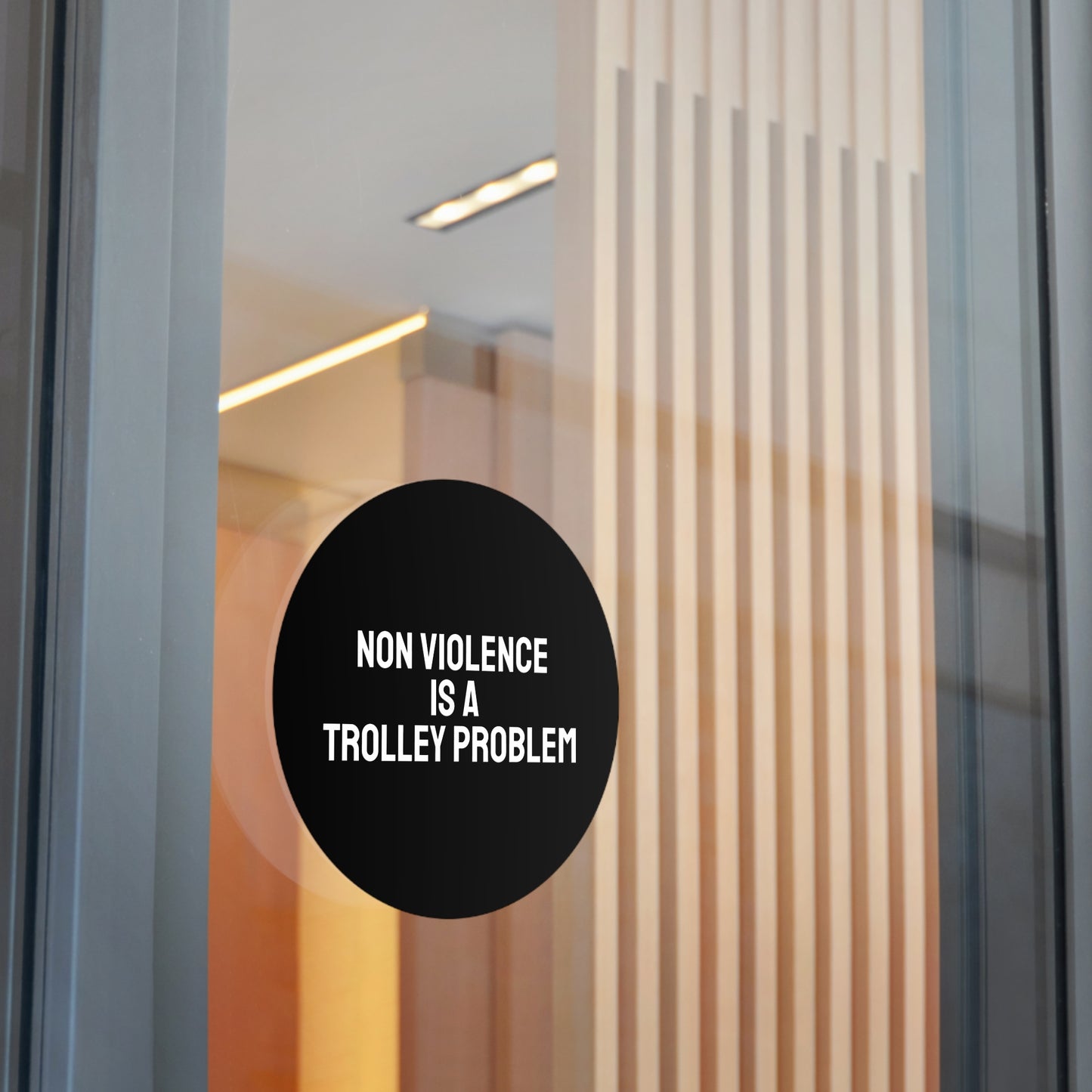 Non Violence Is A Trolley Problem - Round Vinyl Stickers
