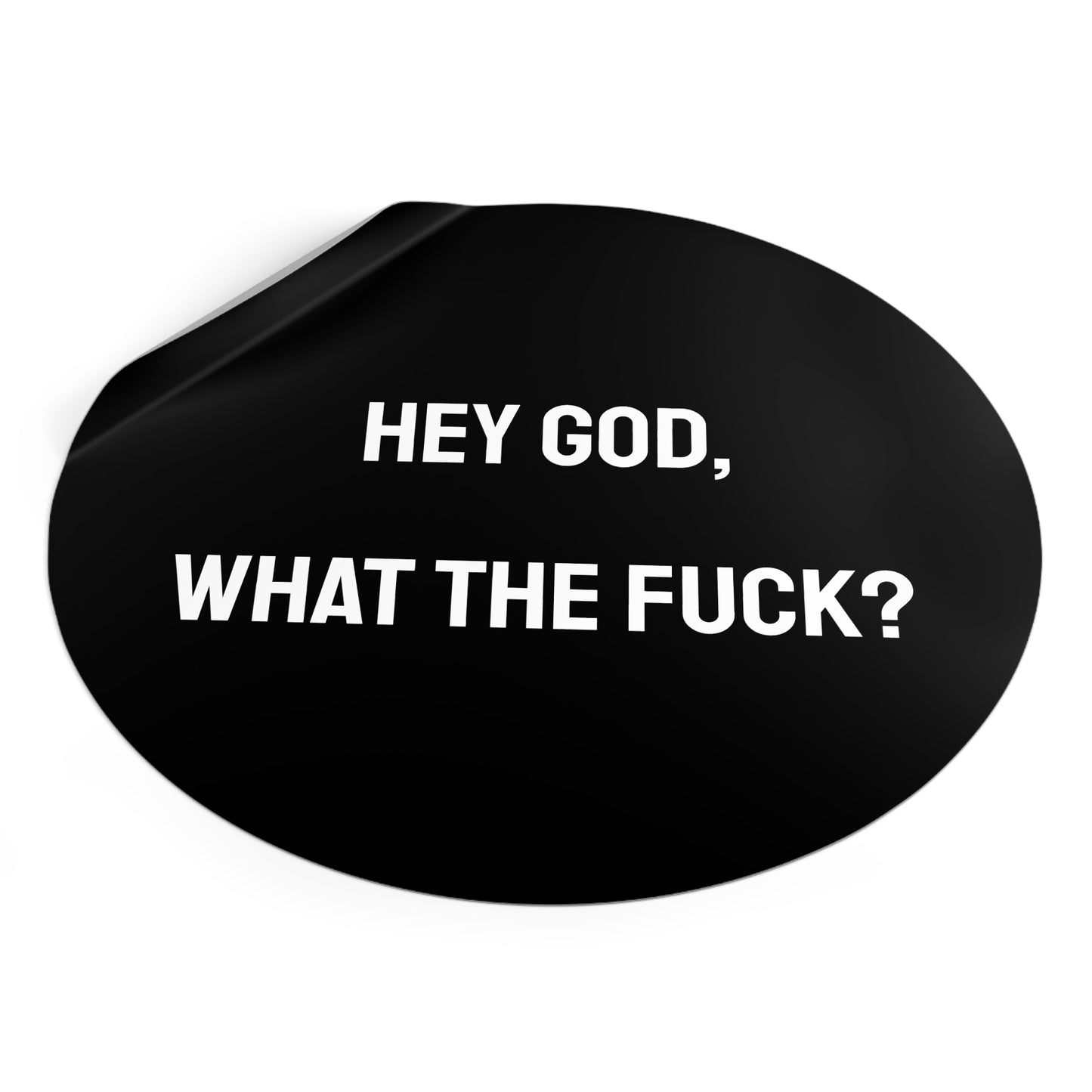 Hey God What The Fuck? - Round Vinyl Stickers
