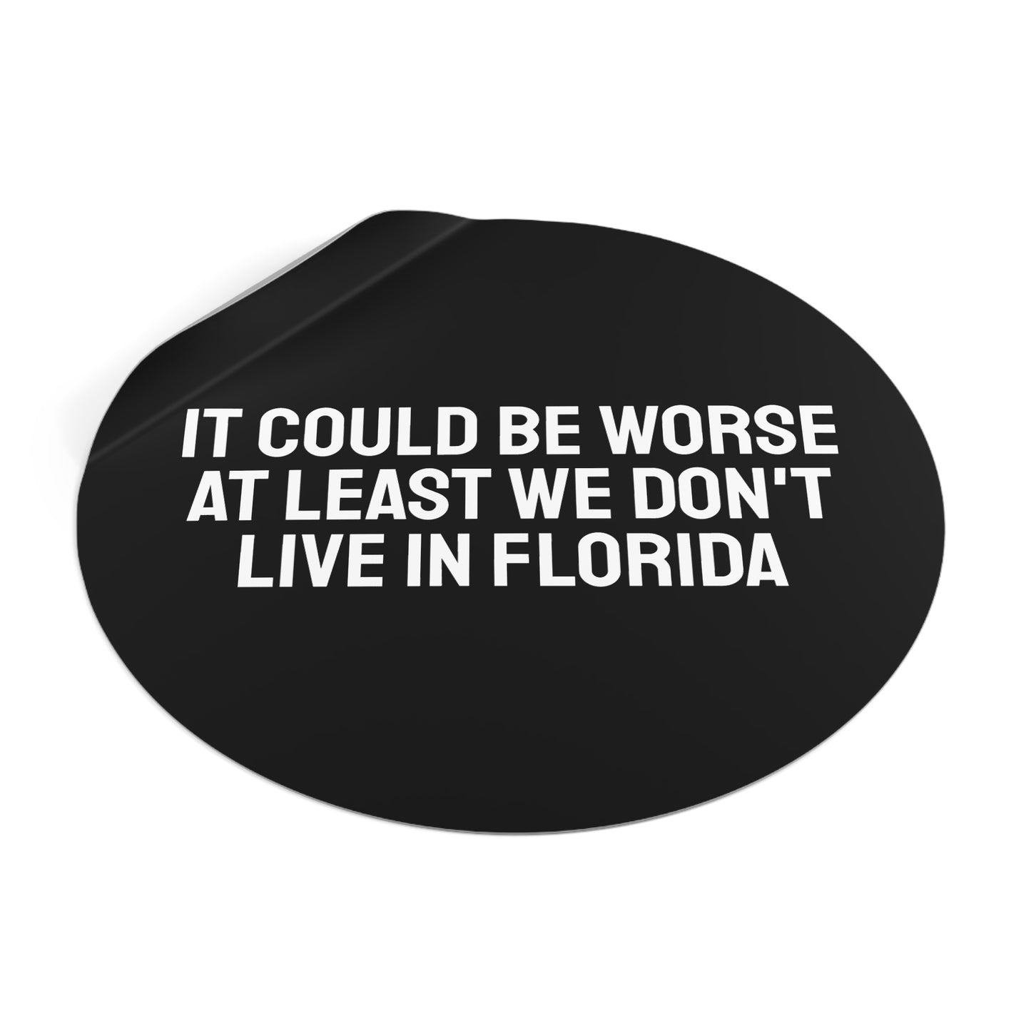 It Could Be Worse At Least We Don't Live In Florida - Round Vinyl Stickers