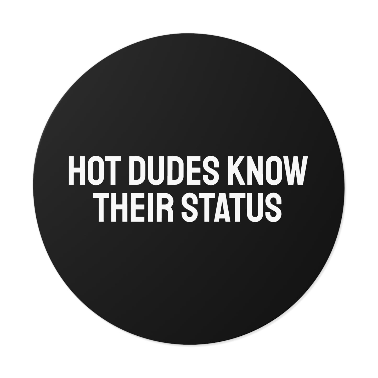 Hot Dudes Know Their Status - Round Vinyl Stickers