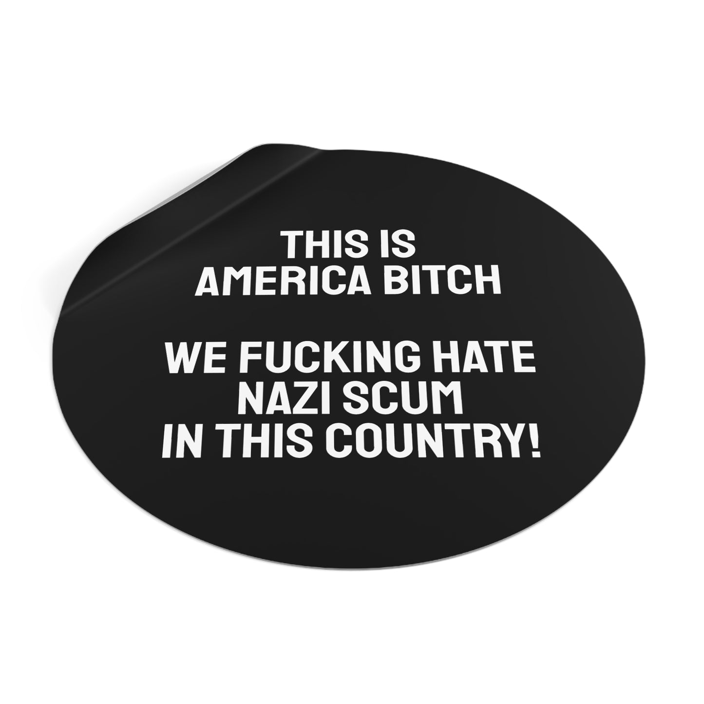 This Is America Bitch We Fucking Hate Nazi Scum In This Country! - Round Vinyl Stickers