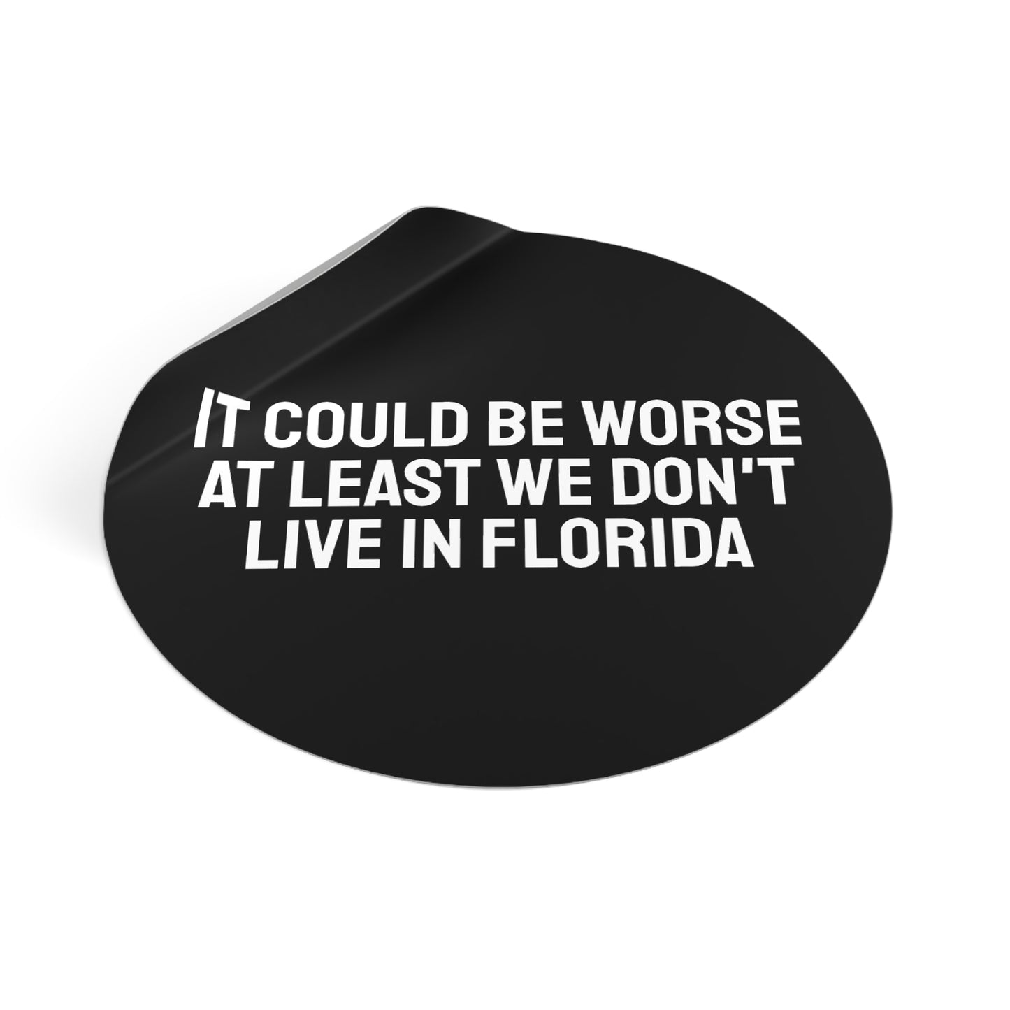 It Could Be Worse At Least We Don't Live In Florida - Round Vinyl Stickers