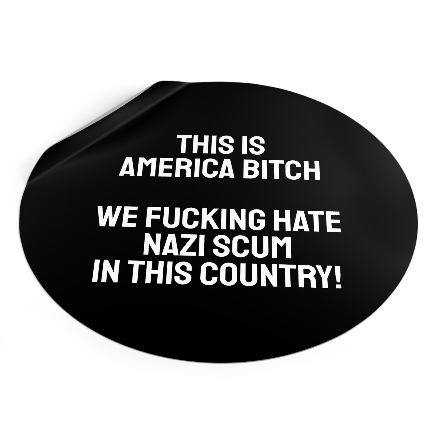 This Is America Bitch We Fucking Hate Nazi Scum In This Country! - Round Vinyl Stickers