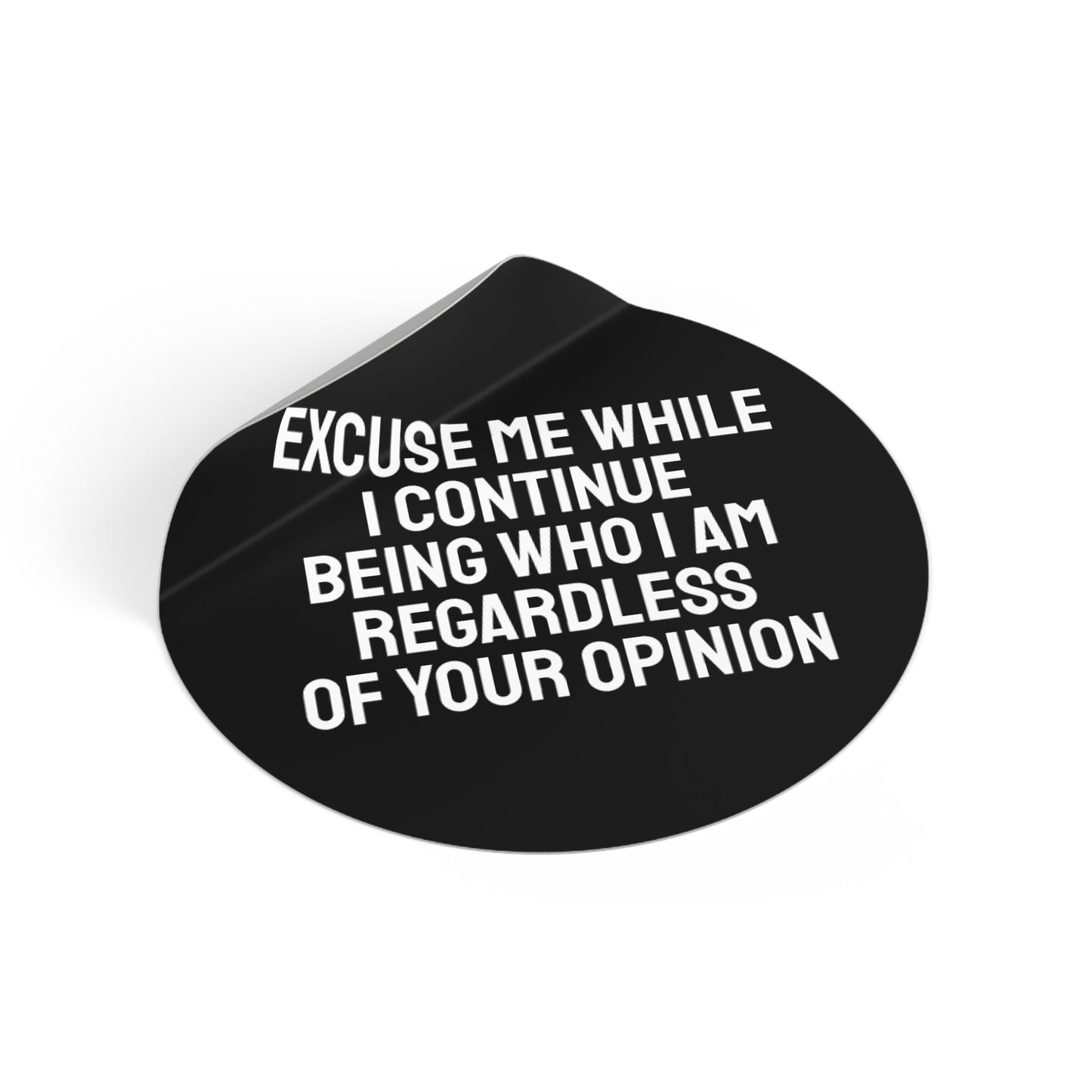 Excuse Me While I Continue Being Who I Am Regardless Of Your Opinion - Round Vinyl Stickers