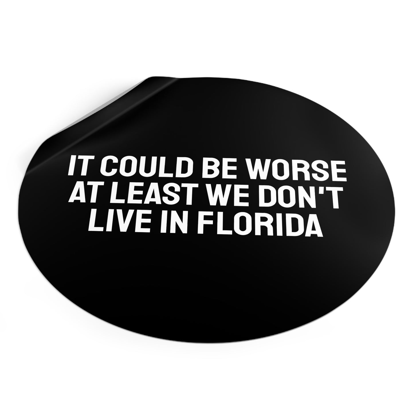 It Could Be Worse At Least We Don't Live In Florida - Round Vinyl Stickers