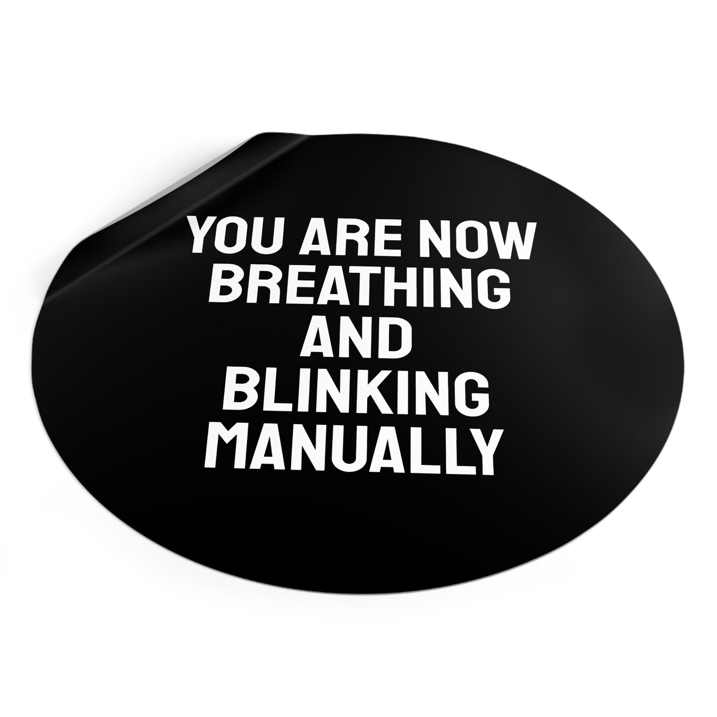 You Are Now Breathing And Blinking Manually - Round Vinyl Stickers