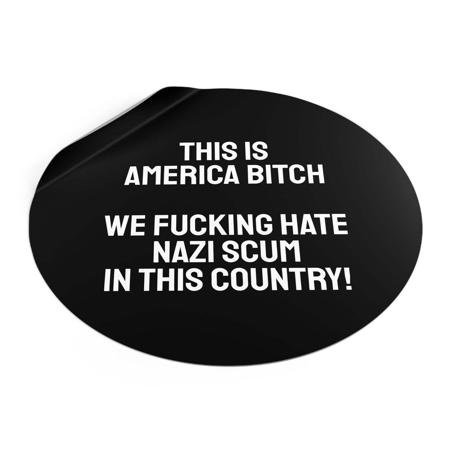 This Is America Bitch We Fucking Hate Nazi Scum In This Country! - Round Vinyl Stickers
