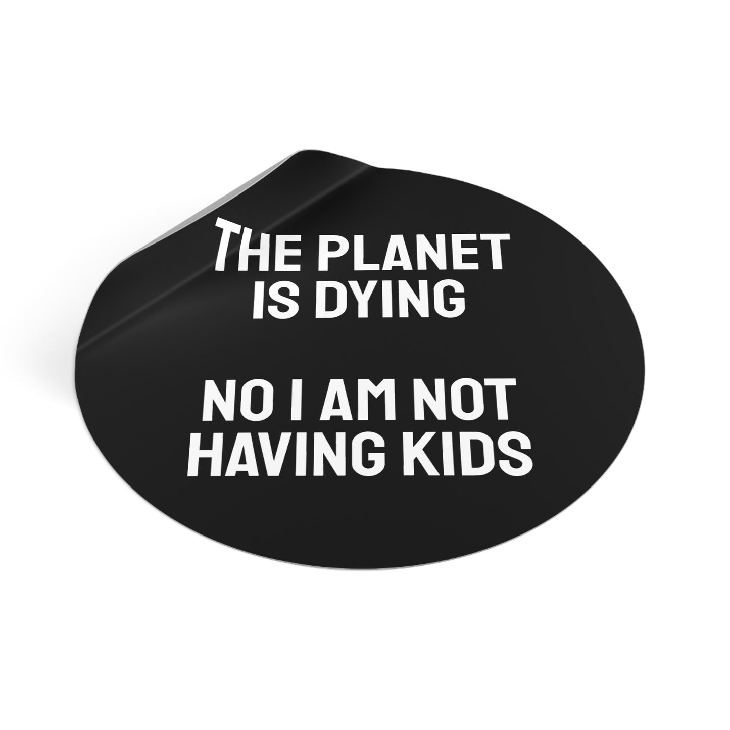 The Planet Is Dying No I Am Not Having Kids - Round Vinyl Stickers