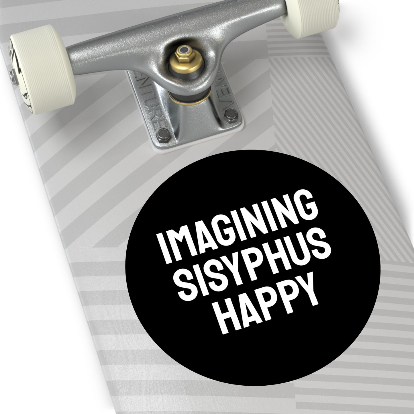 Imagining Sisyphus Happy - Round Vinyl Stickers