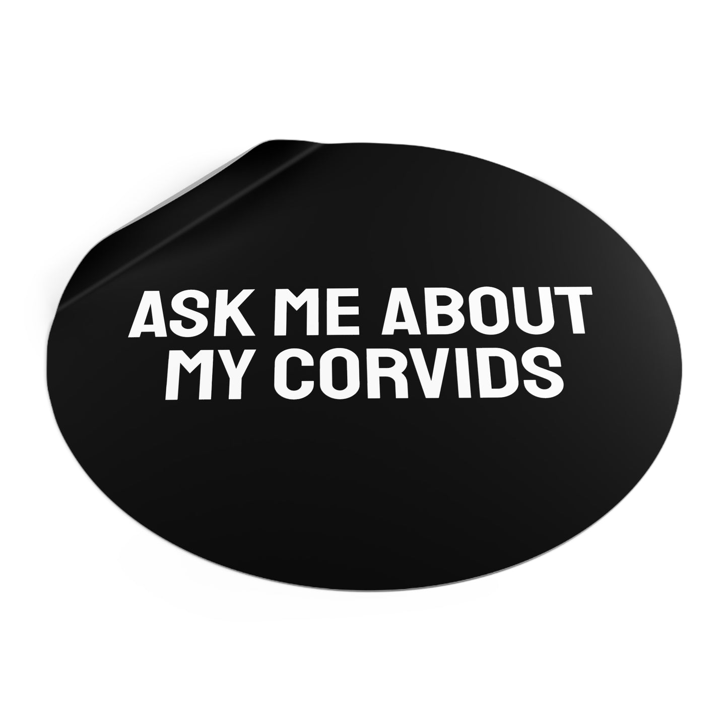 Ask Me About My Corvids - Round Vinyl Stickers