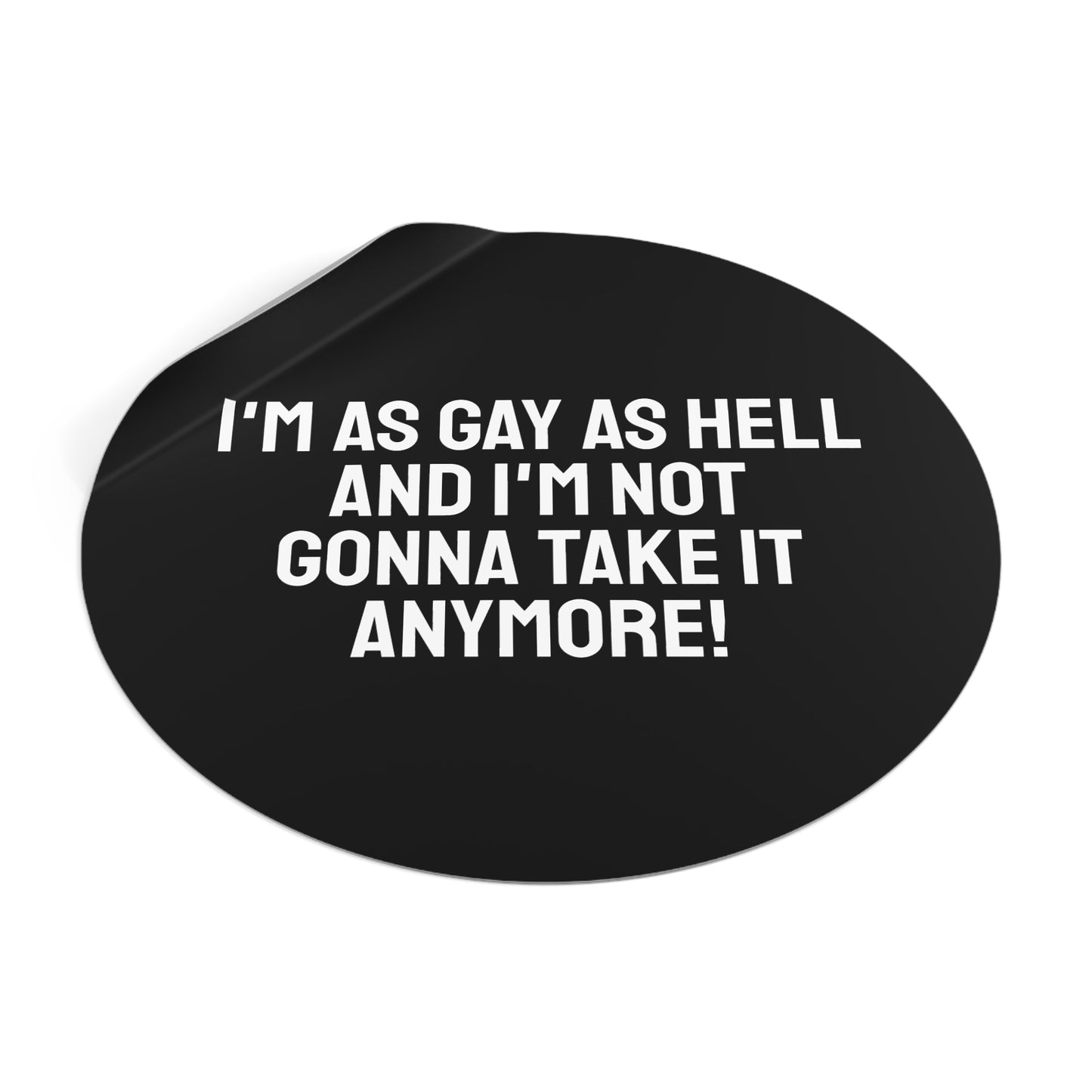 I'm As Gay As Hell And I'm Not Gonna Take It Anymore! - Round Vinyl Stickers