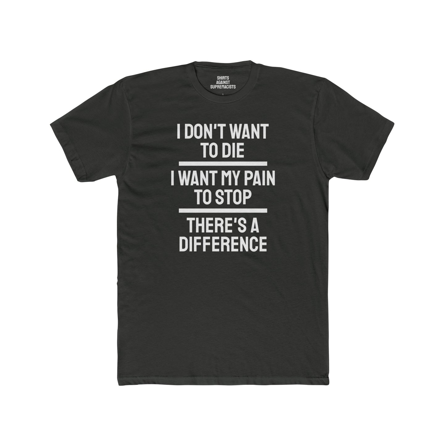 I Don't Want To Die I Want My Pain To Stop There's A Difference - Unisex Cotton Crew Tee