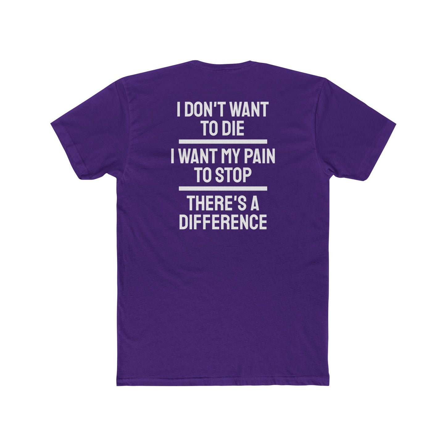 I Don't Want To Die I Want My Pain To Stop There's A Difference - Unisex Cotton Crew Tee