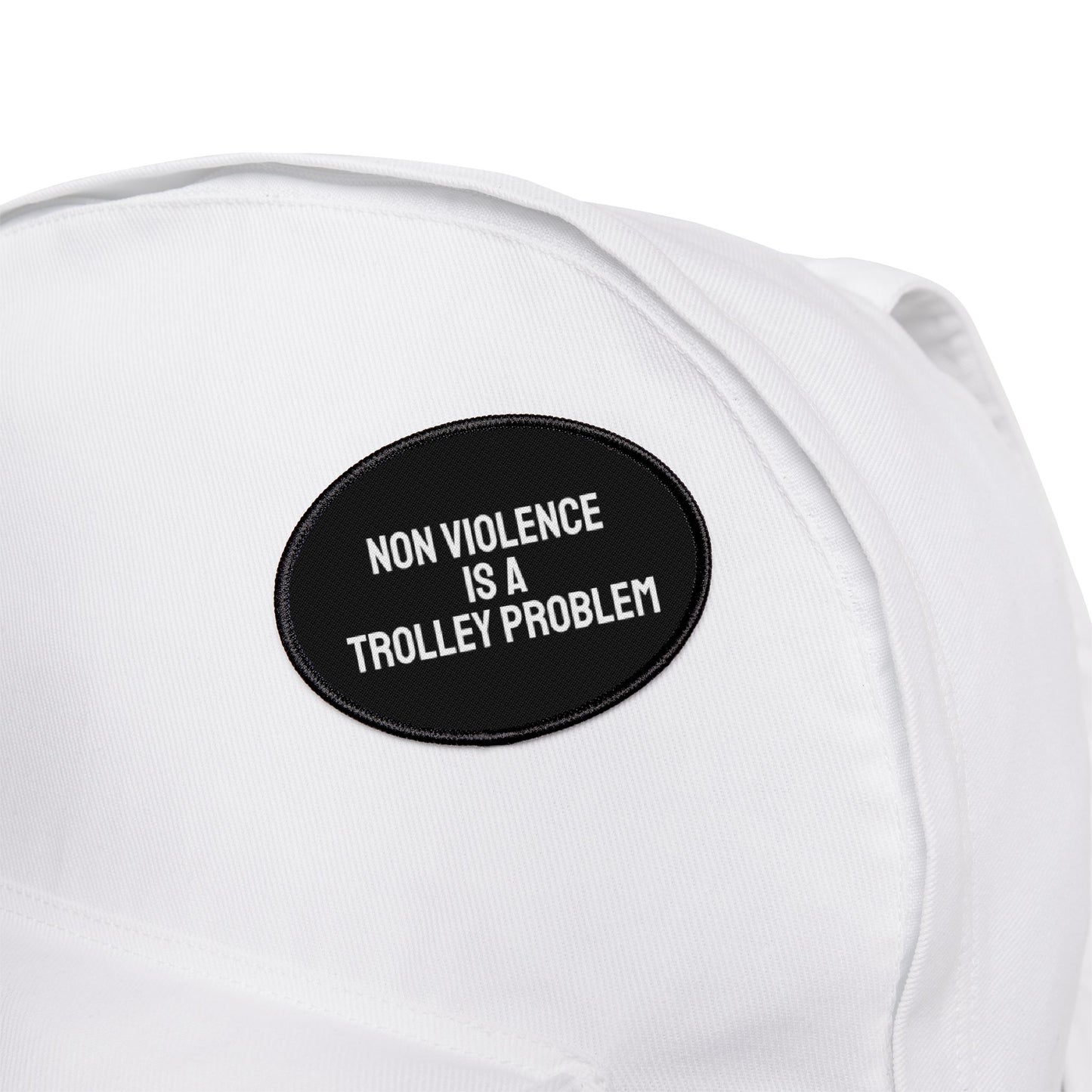 Non Violence Is A Trolley Problem - Iron-On Patch