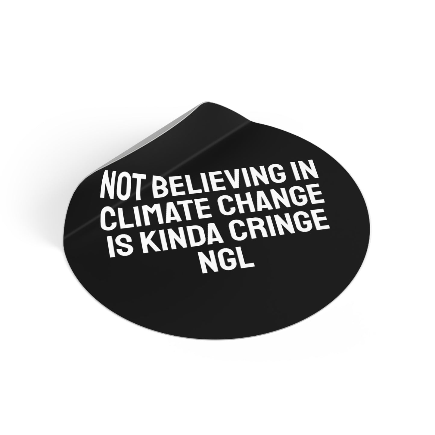 Not Believing In Climate Change Is Kinda Cringe NGL - Round Vinyl Stickers