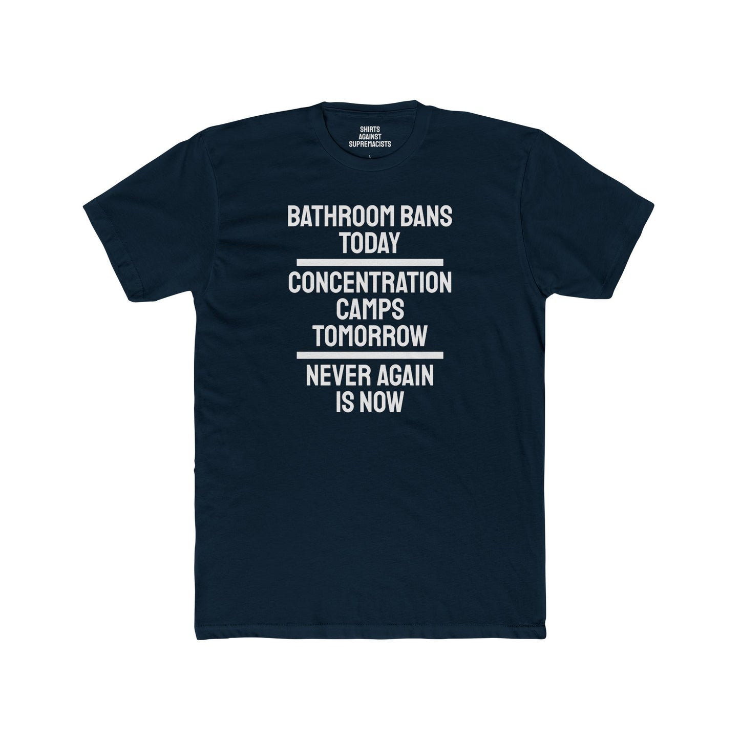 Bathroom Bans Today Concentration Camps Tomorrow Never Again Is Now - Unisex Cotton Crew Tee