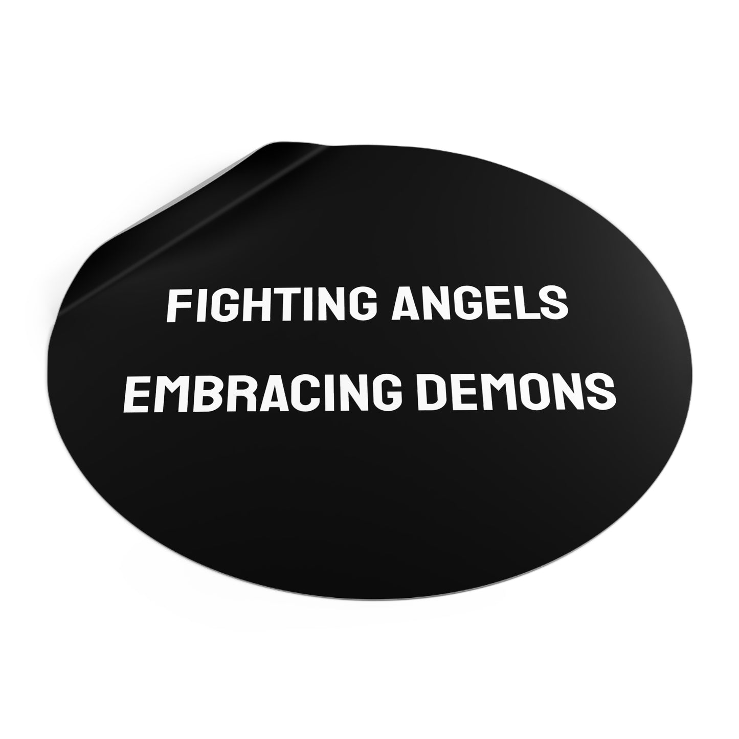 Fighting Angels Embracing Demons - Round Vinyl Stickers