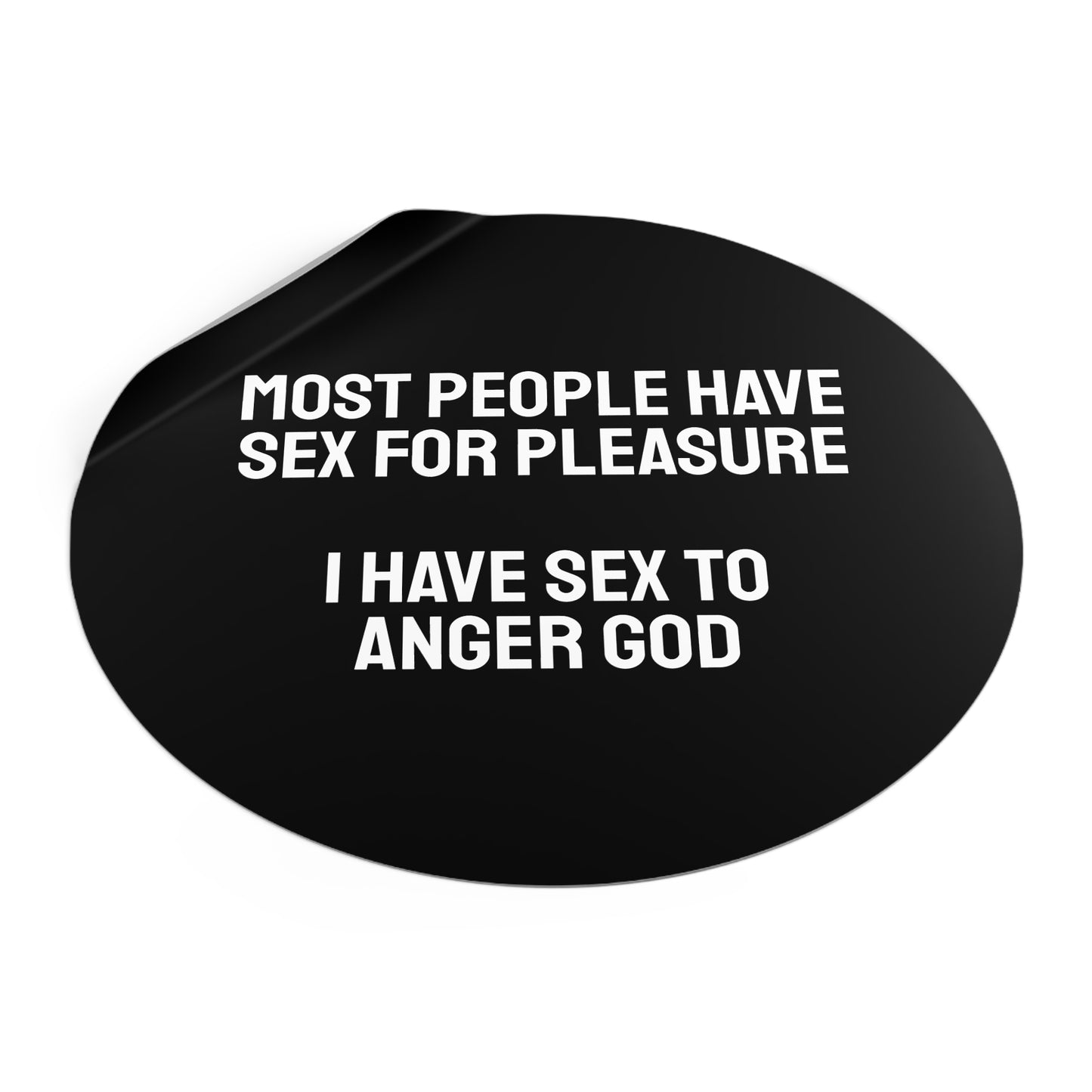 Most People Have Sex For Pleasure I Have Sex To Anger God - Round Vinyl Stickers