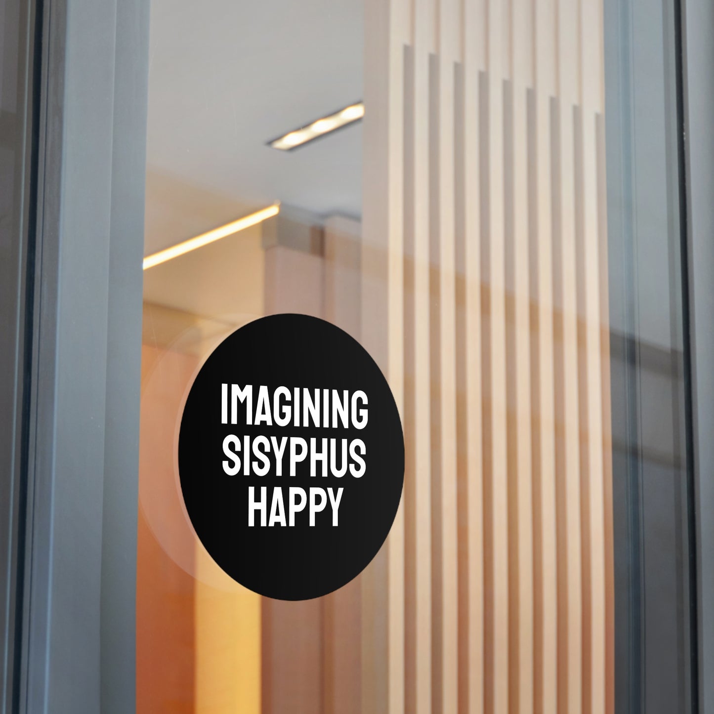 Imagining Sisyphus Happy - Round Vinyl Stickers
