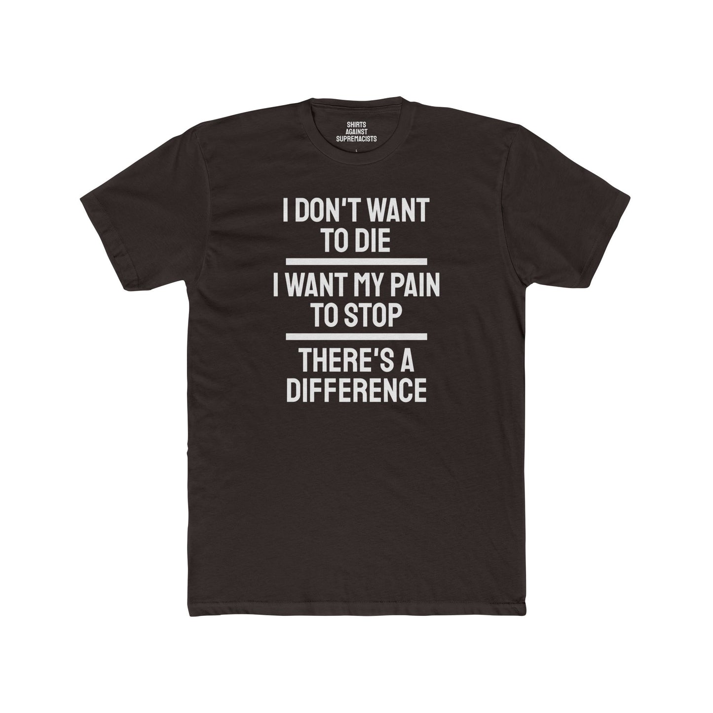 I Don't Want To Die I Want My Pain To Stop There's A Difference - Unisex Cotton Crew Tee