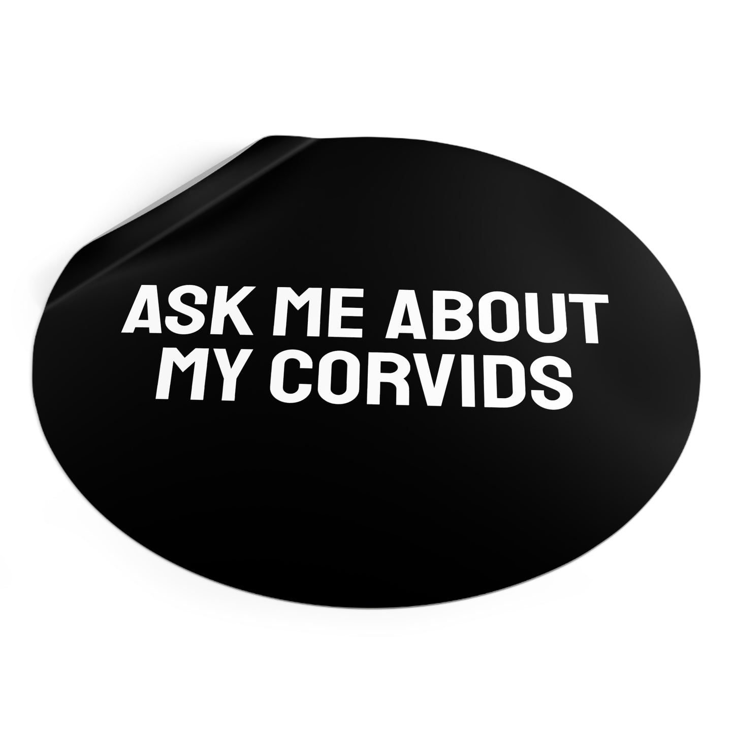 Ask Me About My Corvids - Round Vinyl Stickers