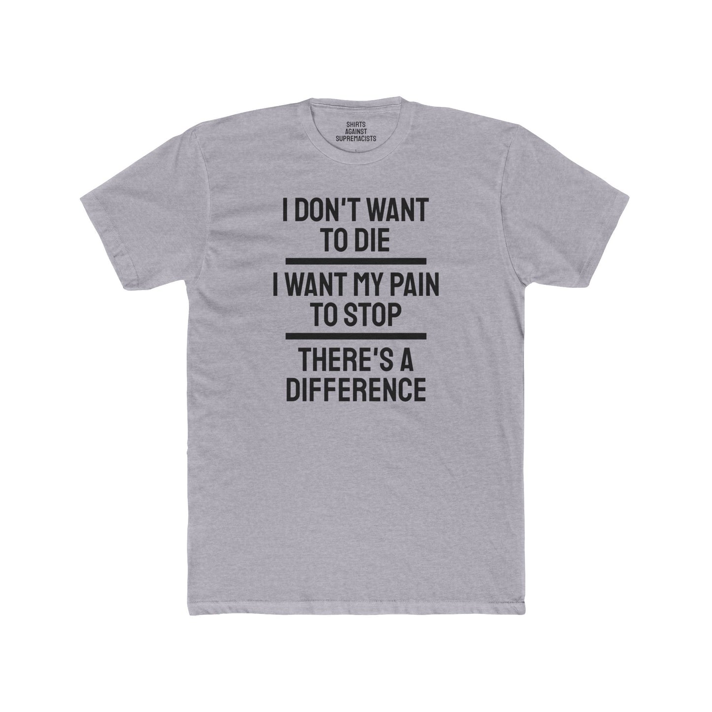 I Don't Want To Die I Want My Pain To Stop There's A Difference - Unisex Cotton Crew Tee