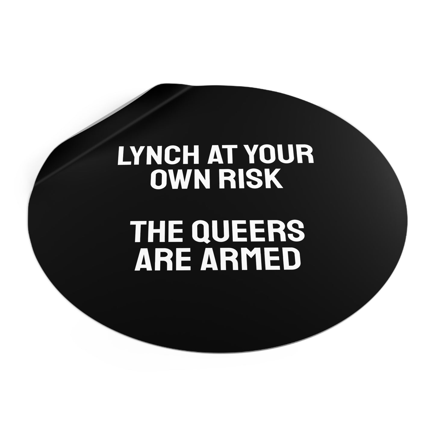 Lynch At Your Own Risk The Queers Are Armed - Round Vinyl Stickers