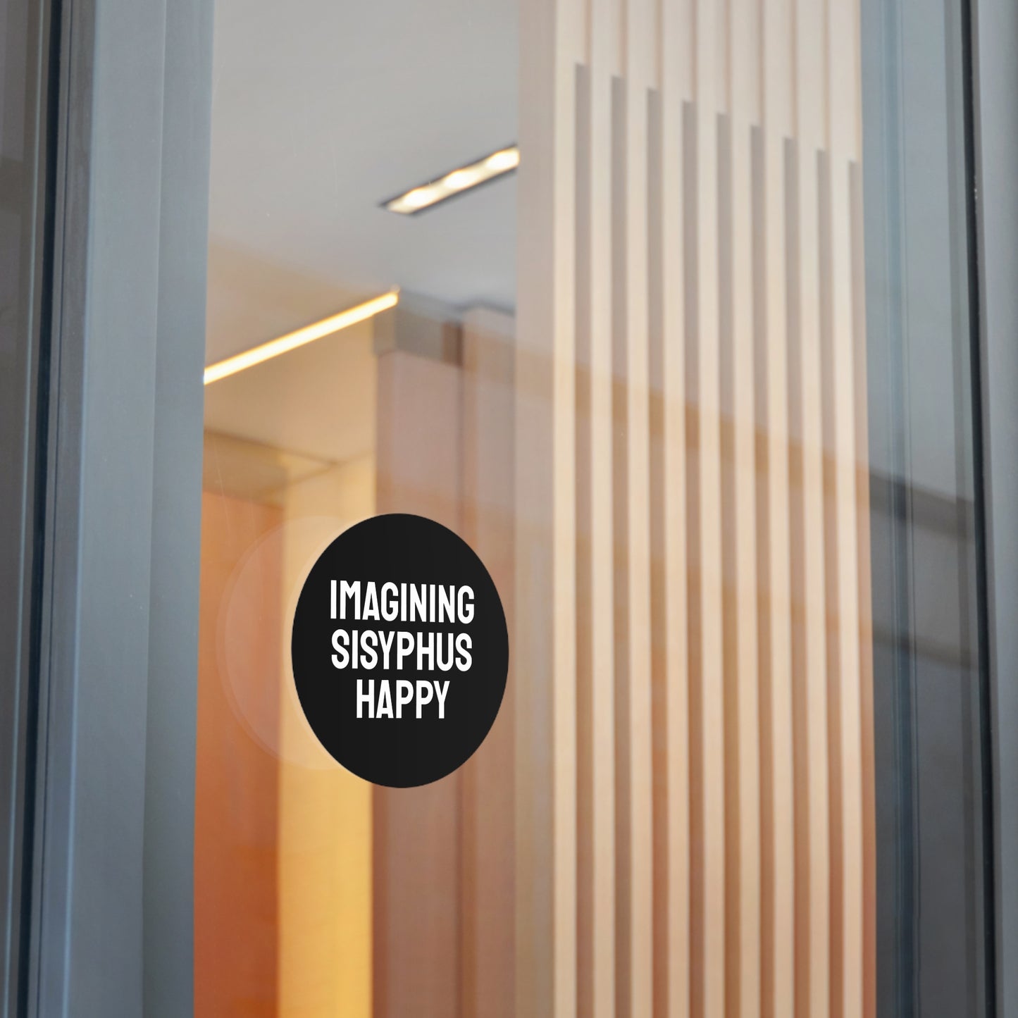 Imagining Sisyphus Happy - Round Vinyl Stickers