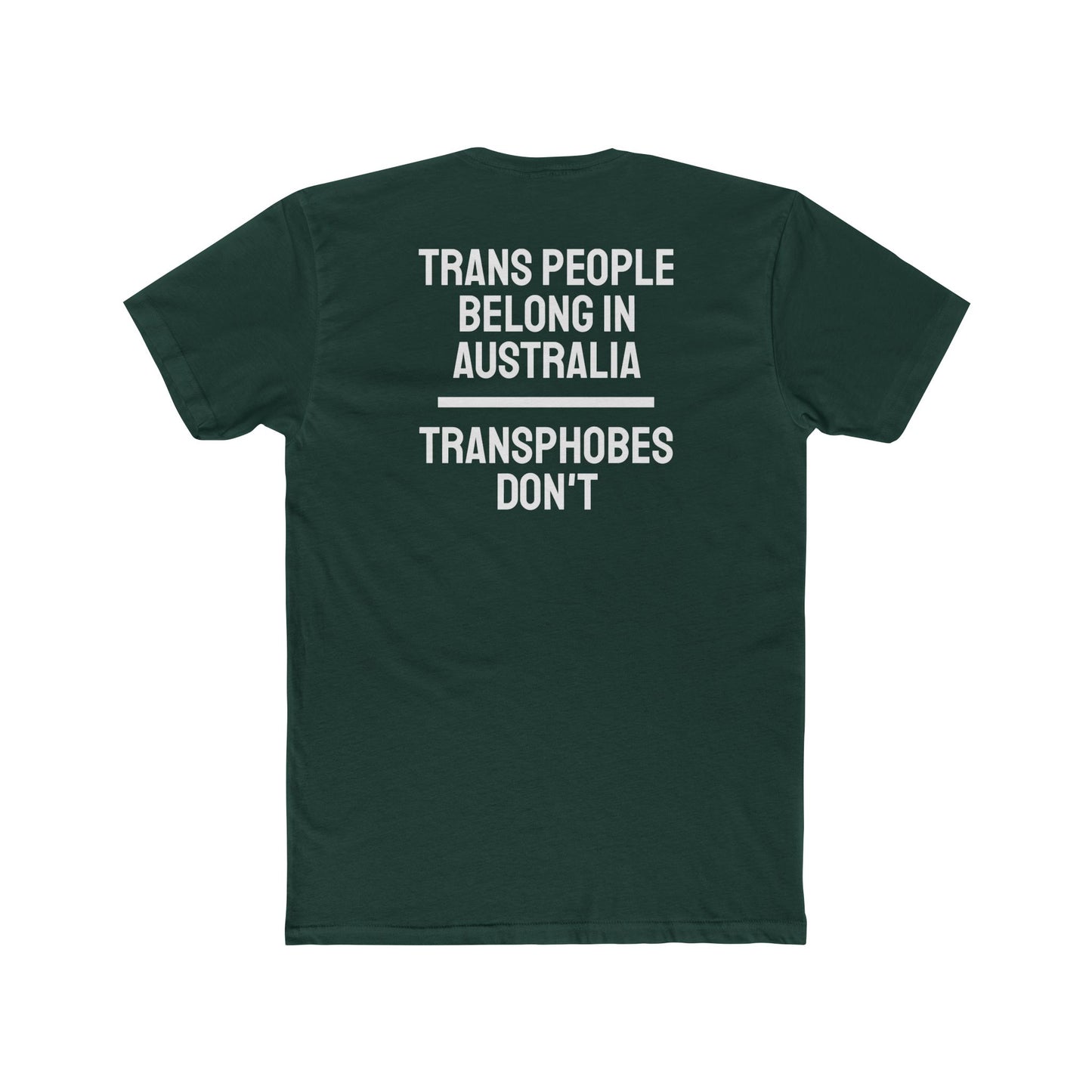 Trans People Belong In Australia Transphobes Don't - Unisex Cotton Crew Tee