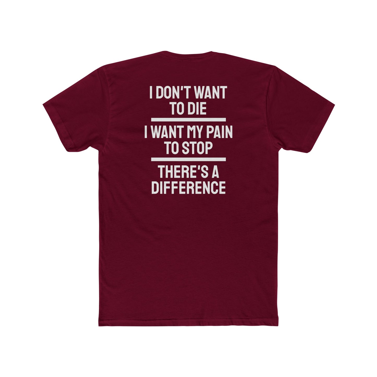 I Don't Want To Die I Want My Pain To Stop There's A Difference - Unisex Cotton Crew Tee