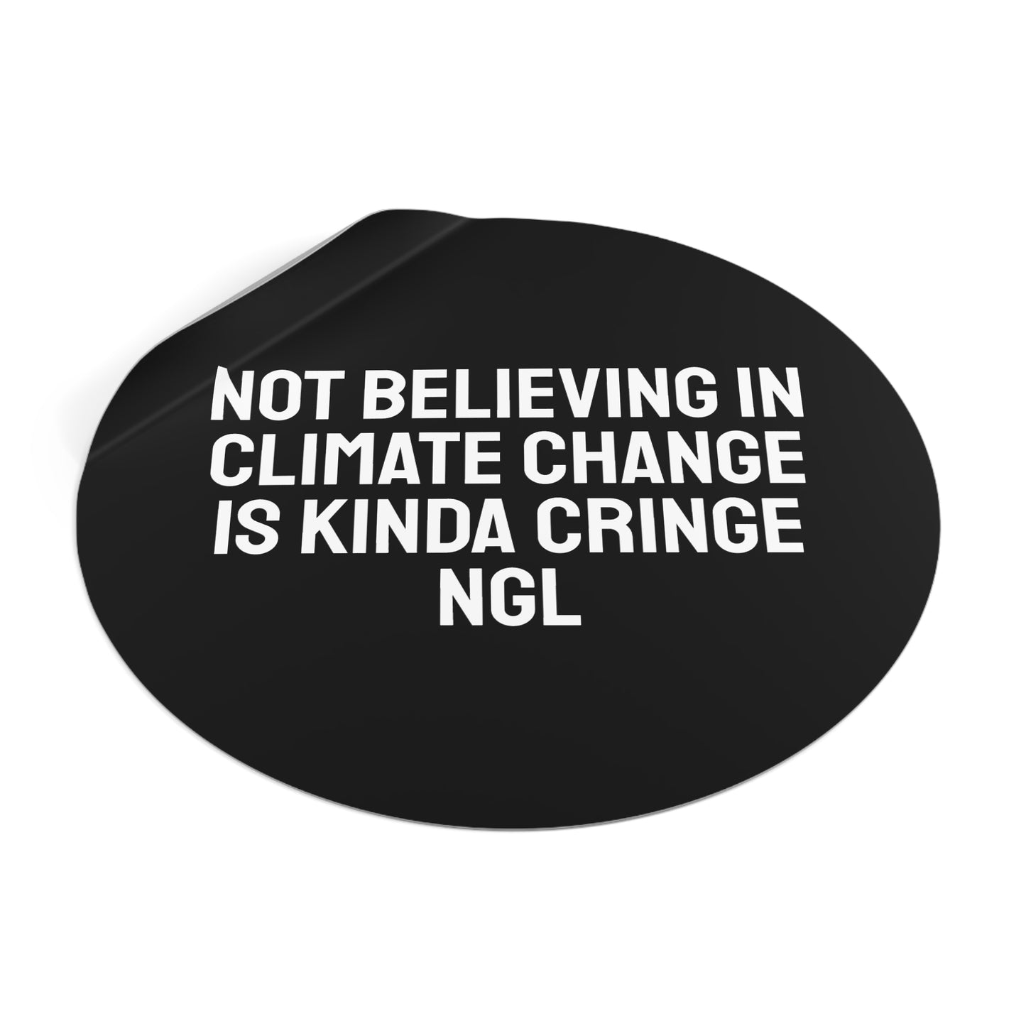 Not Believing In Climate Change Is Kinda Cringe NGL - Round Vinyl Stickers