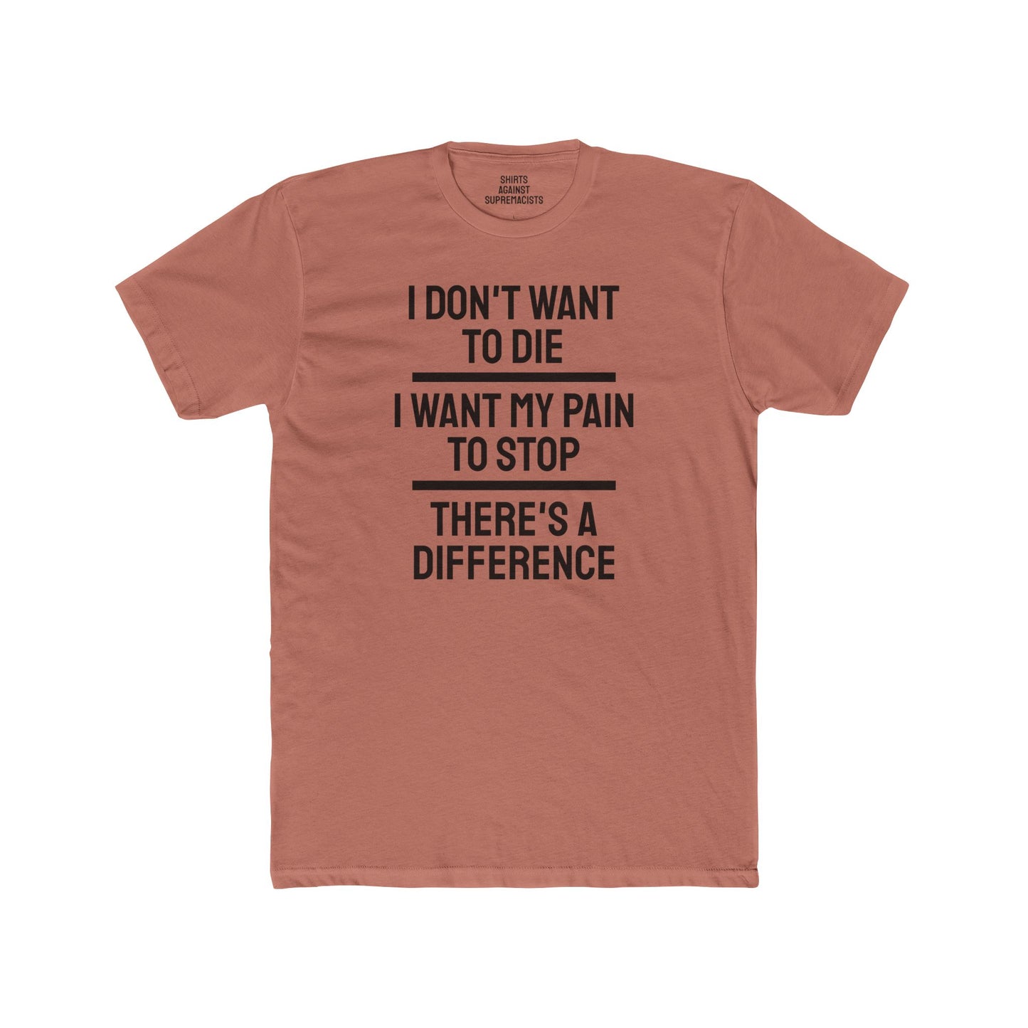 I Don't Want To Die I Want My Pain To Stop There's A Difference - Unisex Cotton Crew Tee