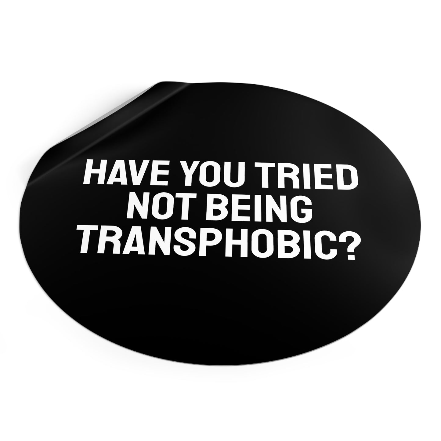 Have You Tried Not Being Transphobic? - Round Vinyl Stickers