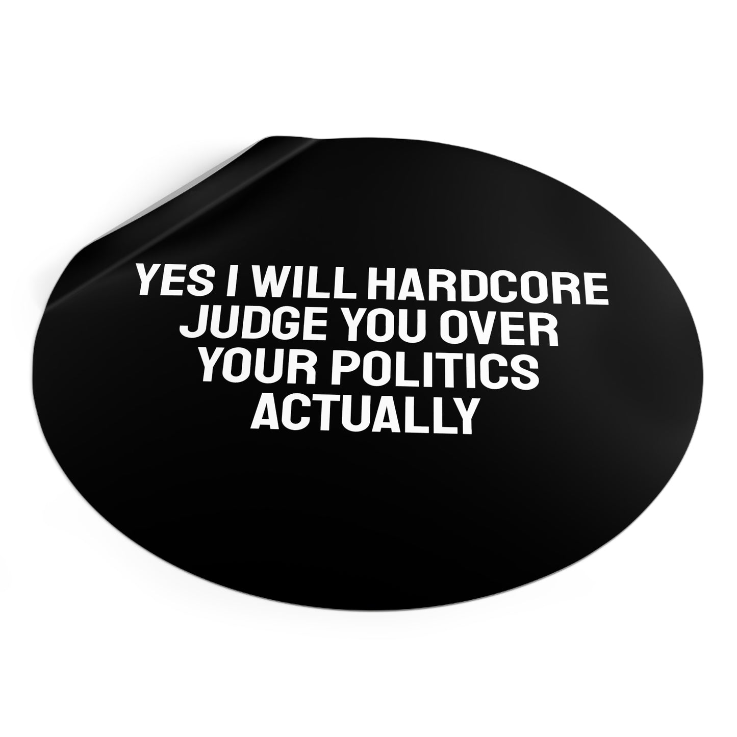 Yes I Will Hardcore Judge You Over Your Politics Actually - Round Vinyl Stickers