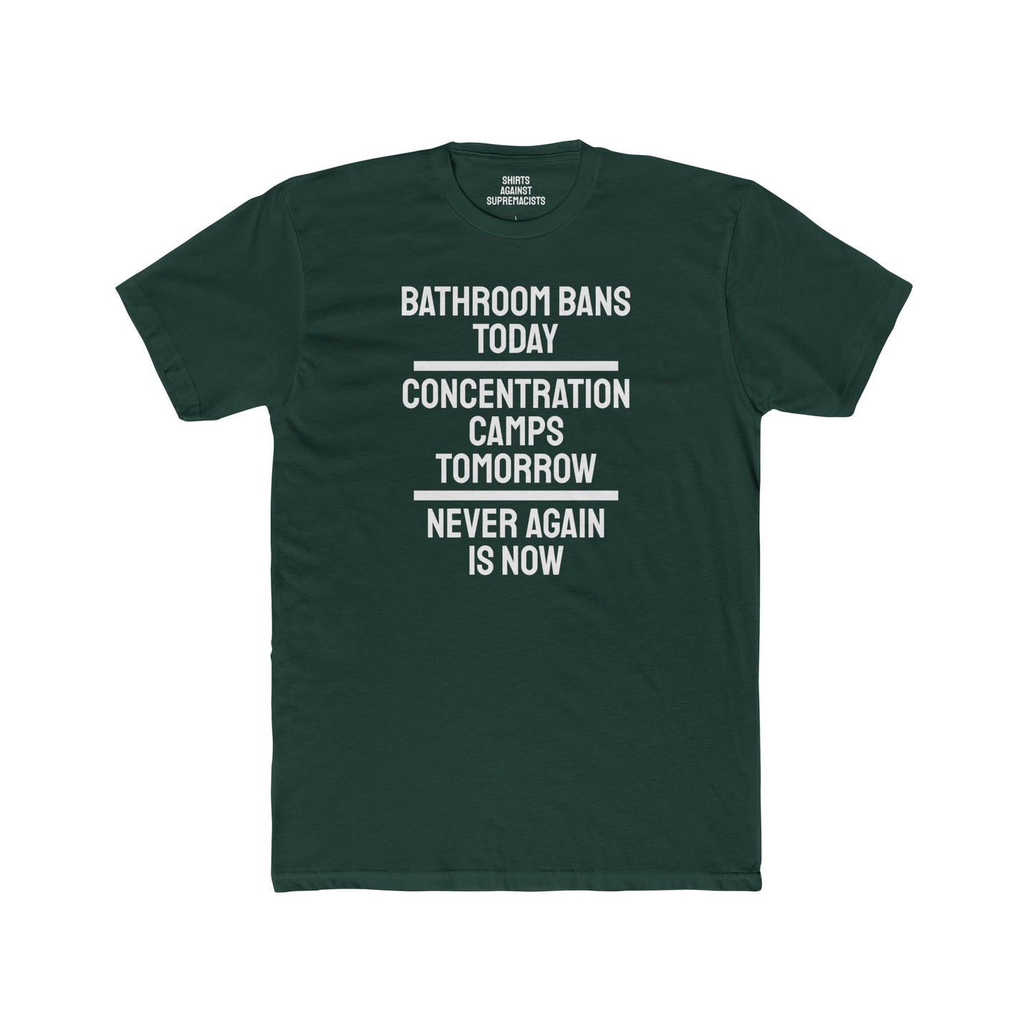 Bathroom Bans Today Concentration Camps Tomorrow Never Again Is Now - Unisex Cotton Crew Tee