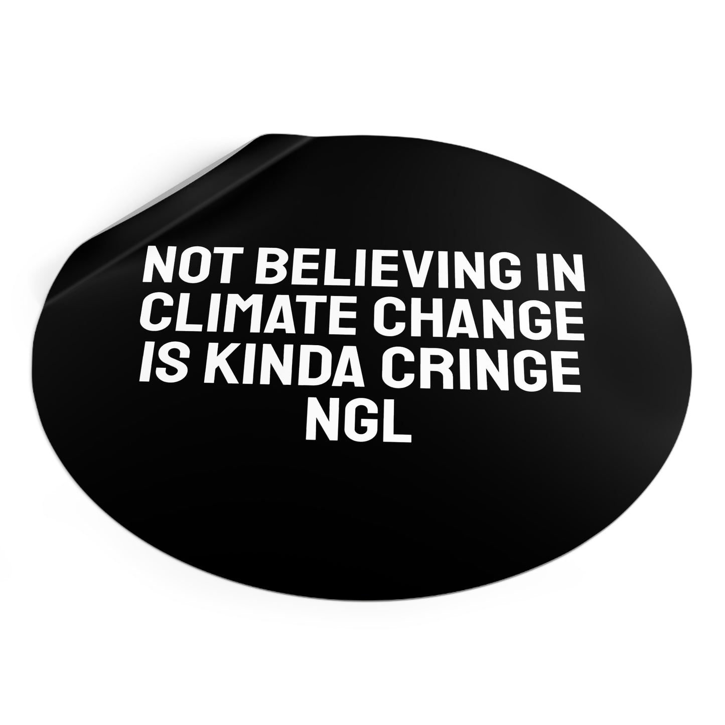 Not Believing In Climate Change Is Kinda Cringe NGL - Round Vinyl Stickers
