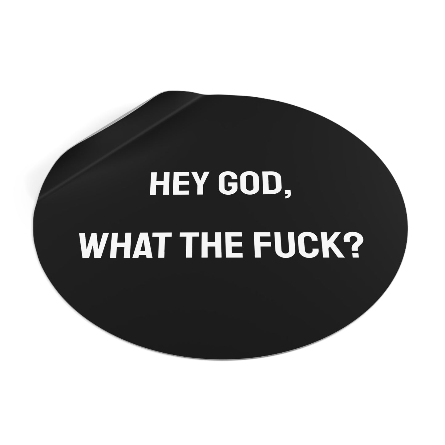 Hey God What The Fuck? - Round Vinyl Stickers