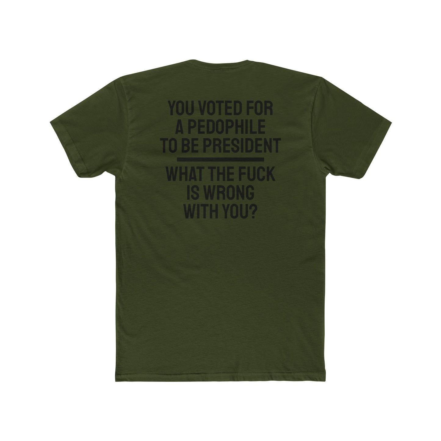 You Voted For A Pedophile To Be President What The Fuck Is Wrong With You? - Unisex Cotton Crew Tee