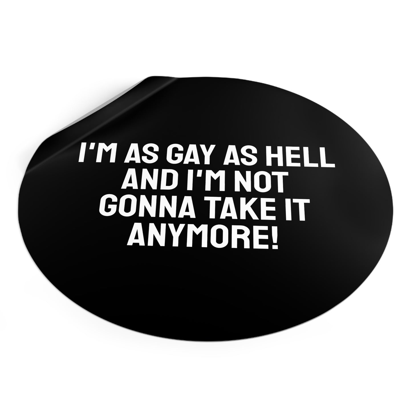 I'm As Gay As Hell And I'm Not Gonna Take It Anymore! - Round Vinyl Stickers