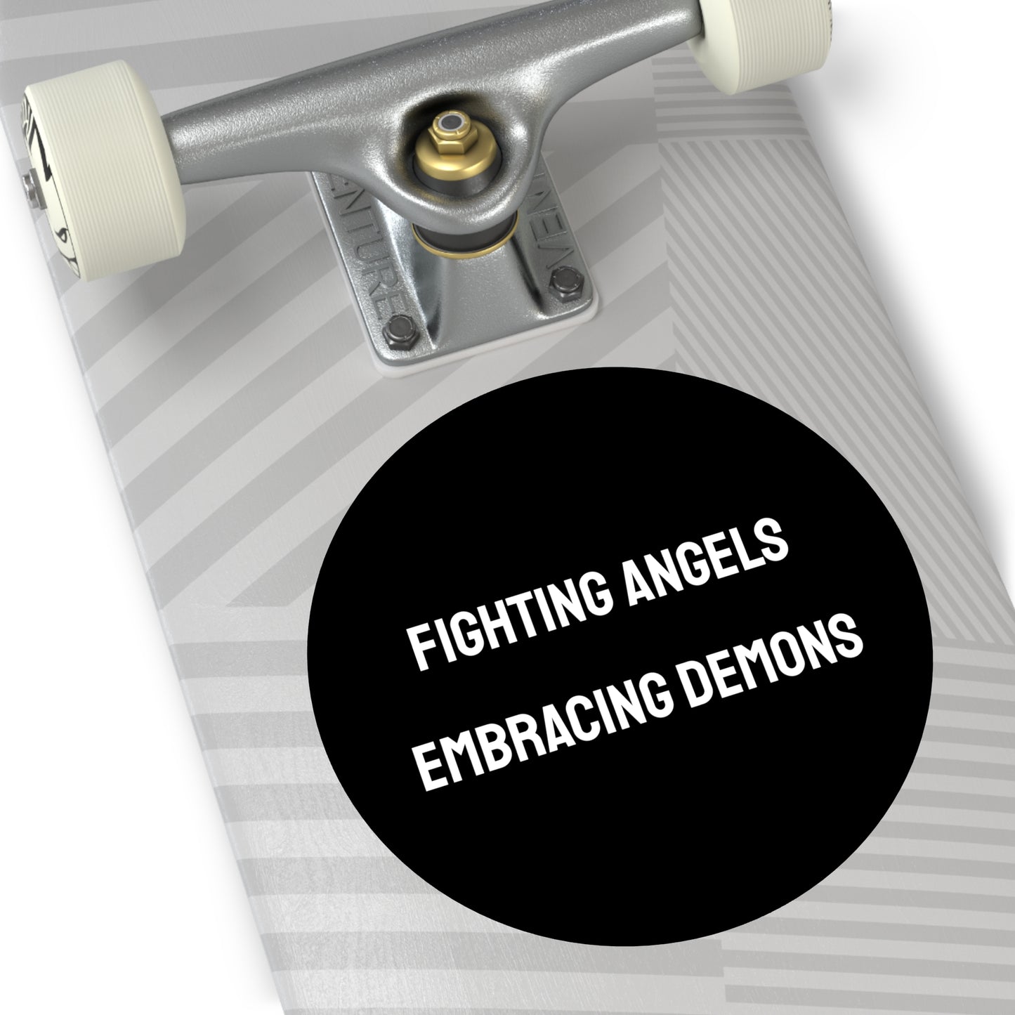 Fighting Angels Embracing Demons - Round Vinyl Stickers