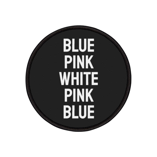 Blue Pink White Pink Blue - Discreet Trans Iron-On Patch