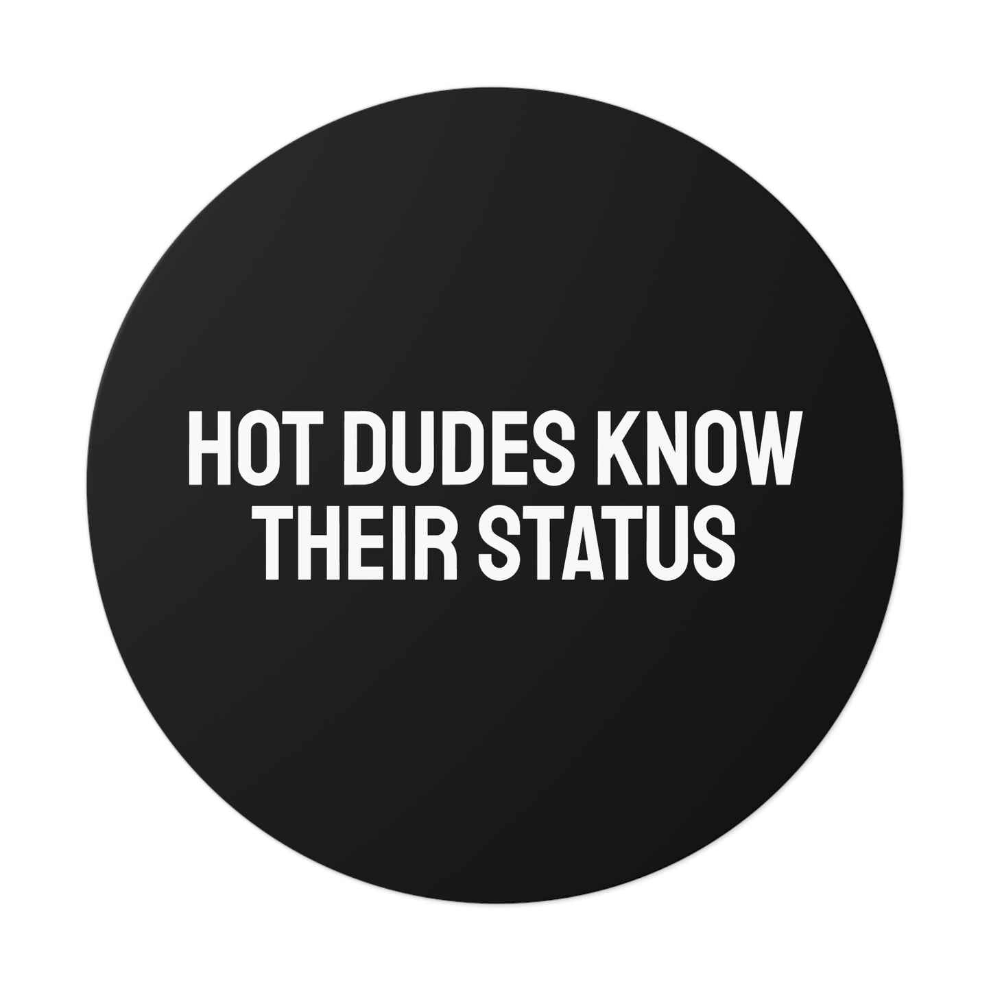 Hot Dudes Know Their Status - Round Vinyl Stickers