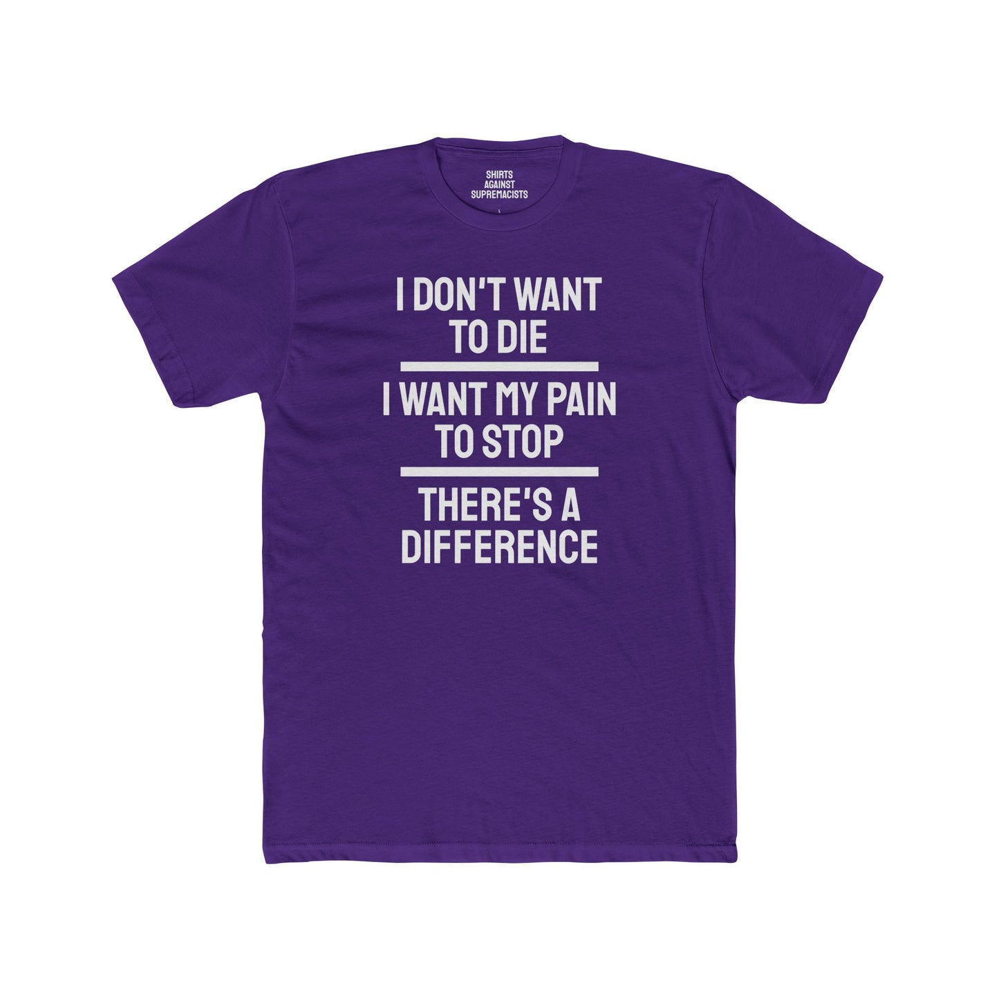 I Don't Want To Die I Want My Pain To Stop There's A Difference - Unisex Cotton Crew Tee